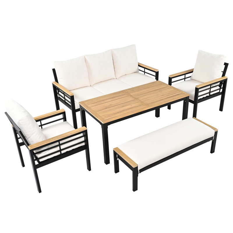 Ensemble de meubles d'extérieur 5 pièces avec coussins
