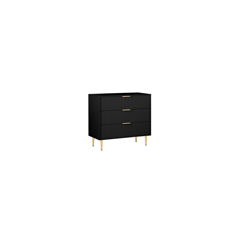 Bethzaida 3 Drawer Fluted Chest, Black
