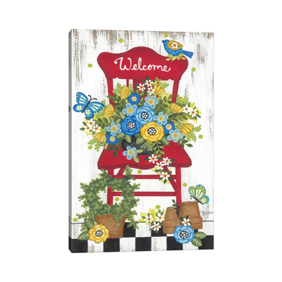 Welcome Garden Chair 1 Piece Wrapped Canvas Painting