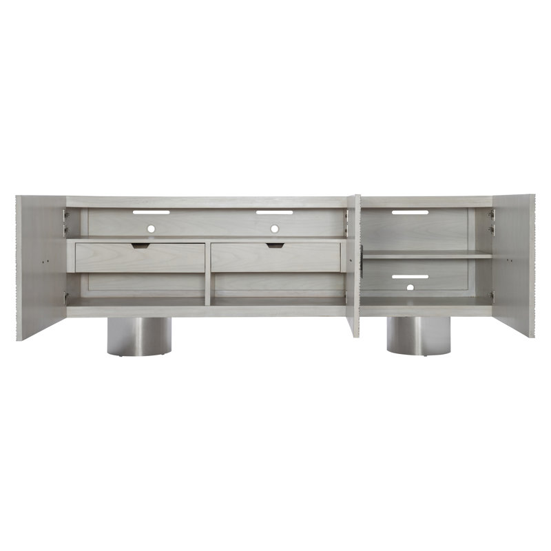 Ciara Transitional Gray 85.75'' Sideboard with Carved Doors