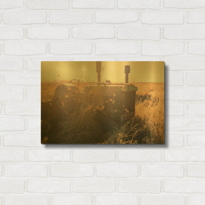 « Ferme perdue dans la prairie 041 » de Gordon Semmens, tableau mural en métal doré, 61 x 41 cm