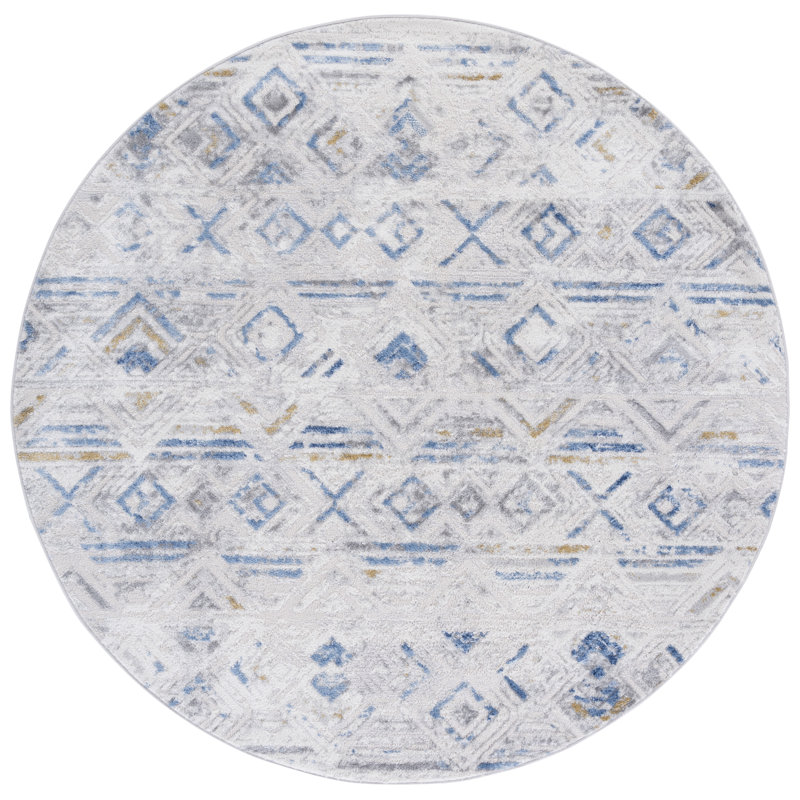 Tapis beige / bleu clair Palma 332, Rond 6 pi 7 po