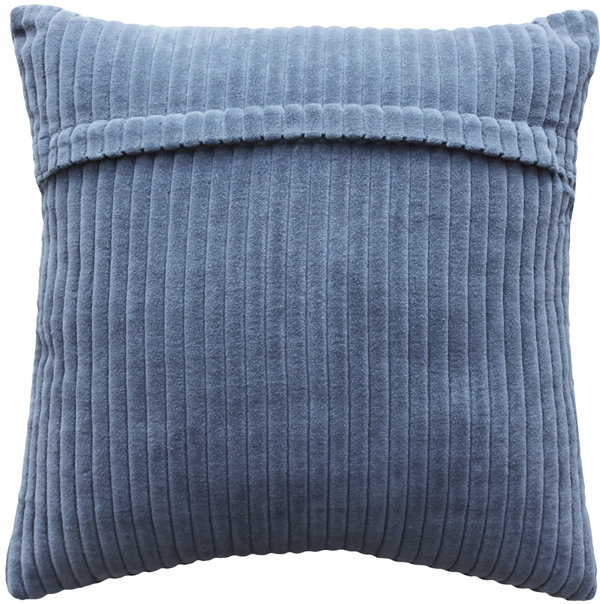 Coussin en coton velours côtelé Fletcher, Bleu