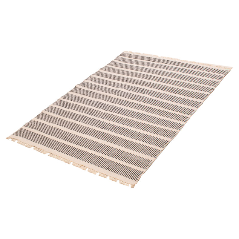 Tapis unique en laine nouvel âge rectangulaire 5 pi 2 po x 7 pi 6 po noir et blanc One-of-a-Kind