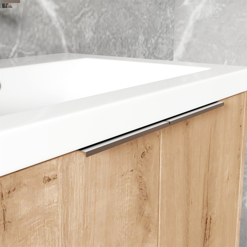 Meuble-lavabo mural 24 po avec lavabo et armoire latérale en céramique, porte et armoire de rangement