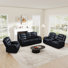 Lamyiah 3-Piece Soft Faux Leather Manual Reclining Living Room Set with Cup Holders and Console