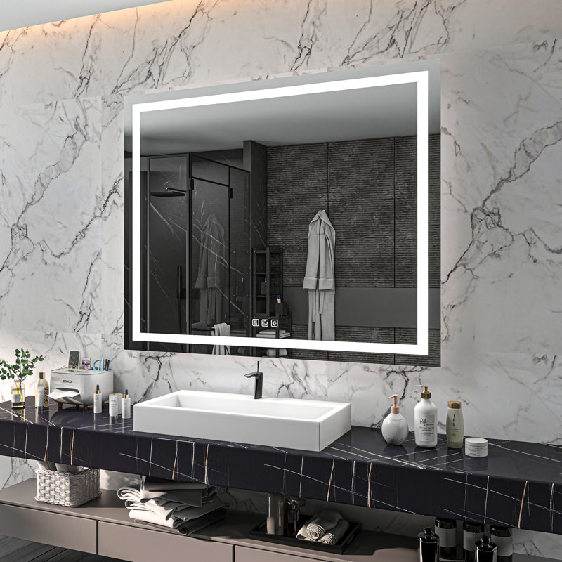 Frameless LED Light Anti-Fog Wall Bathroom Vanity Mirror with Backlit & Frontlit, 48" x 60"