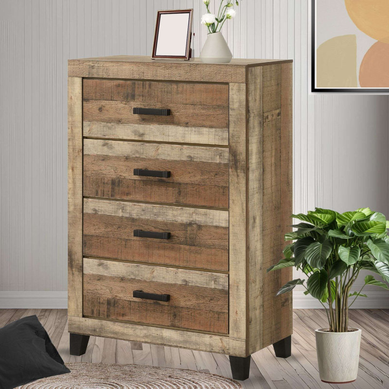 Commode antique 4 tiroirs avec profil mince