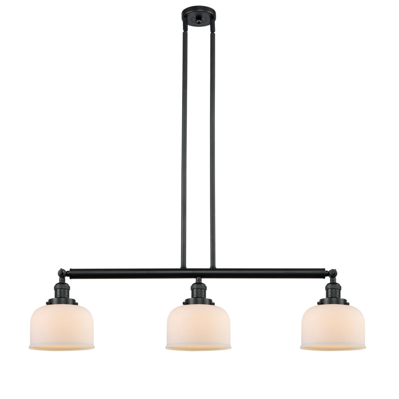 Jebediah 3-Light Metal Kitchen Island Pendant with Glass Shades, Silver Mercury, Satin Gold, 6 Watt Vinage LED Bulb