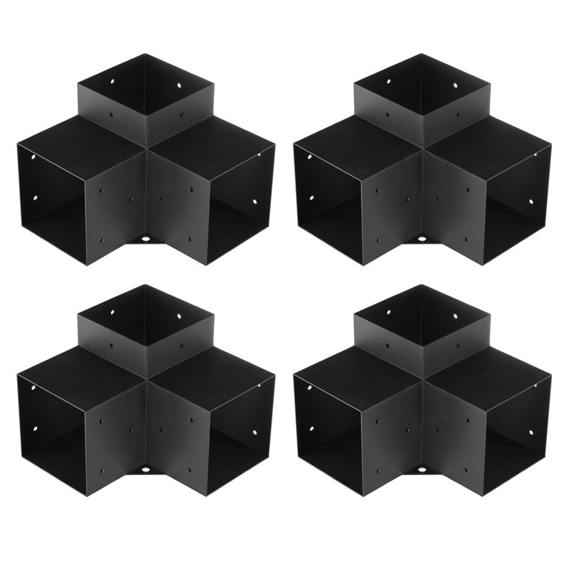Ensemble de support de poteau de poteau de bricolage à 3 voies en bois robuste de 6 po x 6 po avec support de poteau VEVOR 6 po x 6 po, poutres en bois faciles à installer pour les pavillons de jardin, les pergolas de patio, la quincaillerie d'extérieur pour cabane en rondins