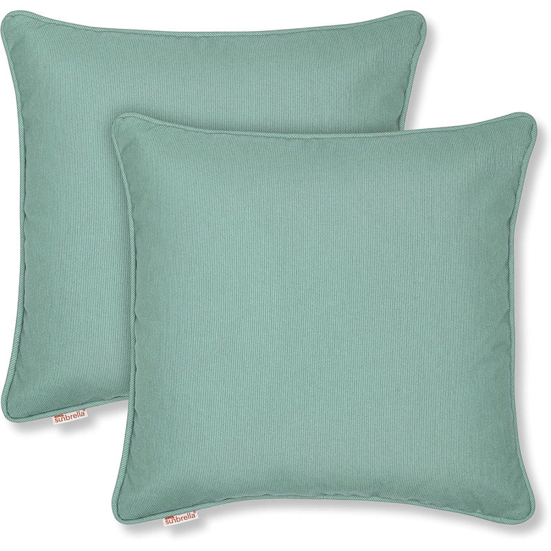 Sunbrella Corded-Edge Pillow Cover, Mist, Polyester, Square 18"