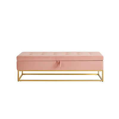 58.6" Bed Bench Metal Base with Storage Velvet
