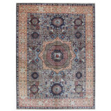 Hand Knotted Wool Area Rug in Silver And Beige