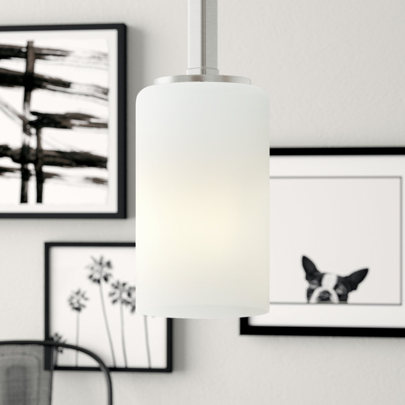 Luminaire suspendu cylindrique simple à 1 lumière Charvic, Nickel brossé