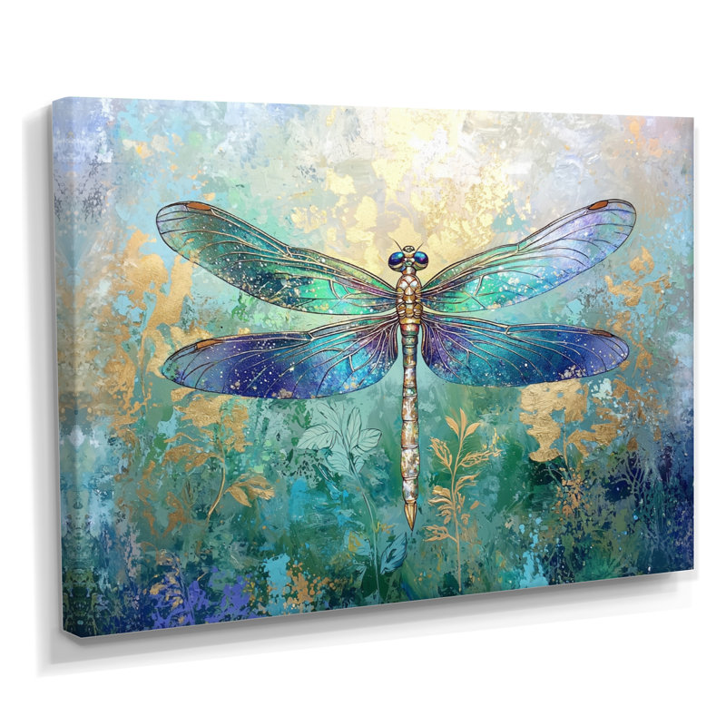 Libellules, ailes iridescentes I - impression murale libellule, H 12 po x l 20 po, Toile tendue, Ne s’applique pas