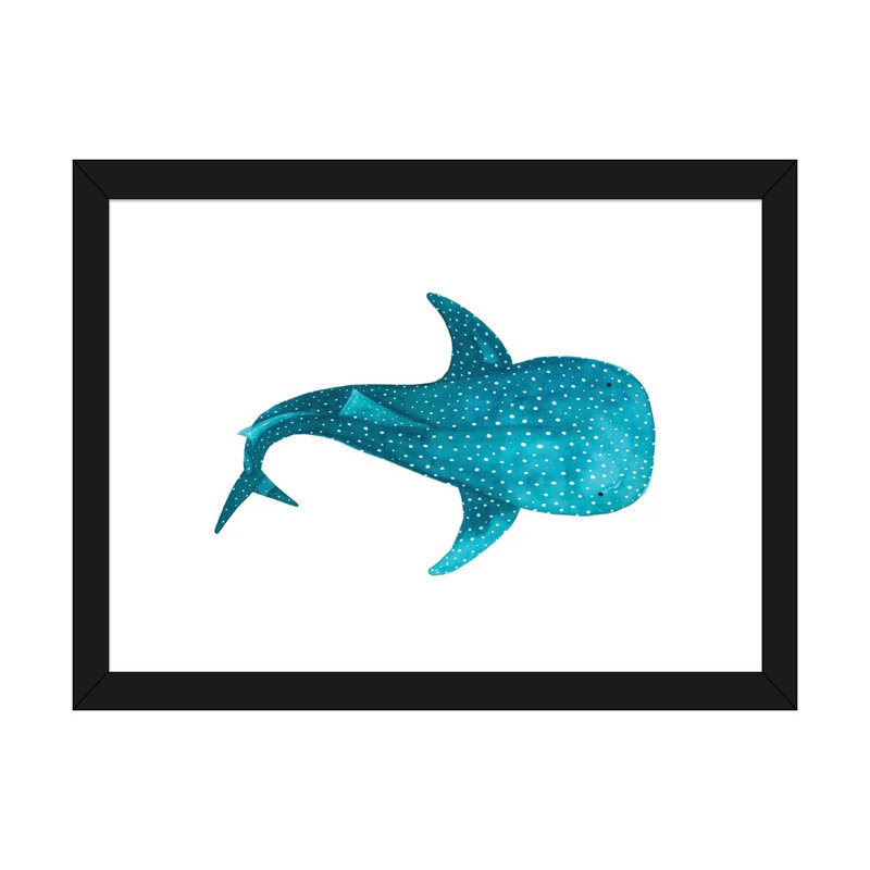 Requin baleine II - impression, Blanc, H 16 po x l 24 po x P 1 po, Papier encadré noir
