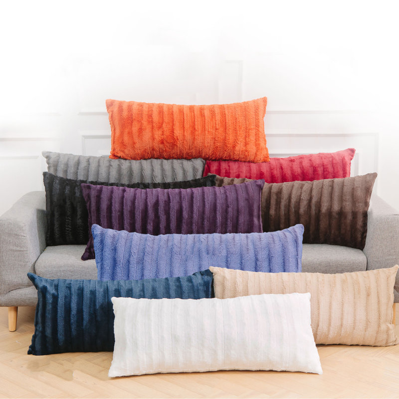 Gray Faux Fur Reversible Body Pillow 18" x 40"