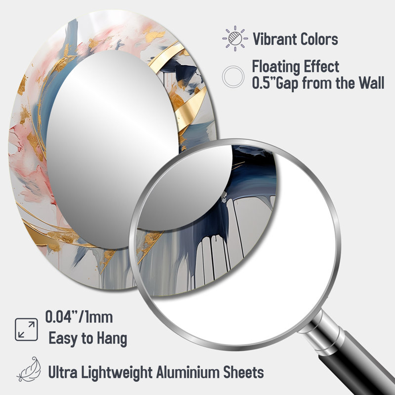 Miroir mural moderne doré doré à tourbillons abstraits de sérénité II, 40 po x 30 po