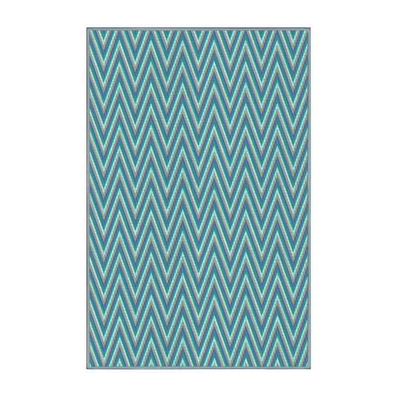 Tapis bleu tissé à la machine, Rectangle 7 pi x 9 pi