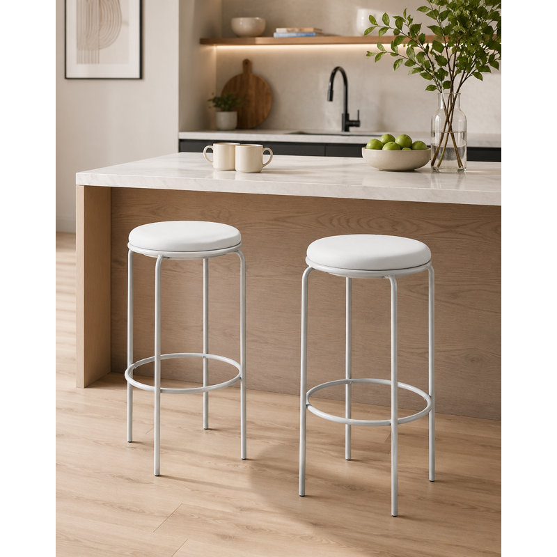 Tabouret 30 ", Similicuir blanc