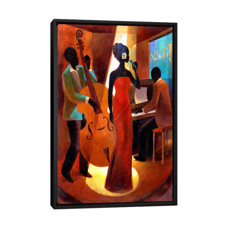 " In A Sentimental Mood " by Keith Mallett, 26" H x 18" W, Picture Framed Canvas, Black