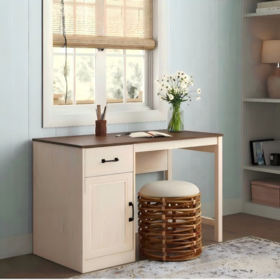Bureau d'écriture de style campagne moderne réversible à 1 tiroir avec armoire Hitchin
