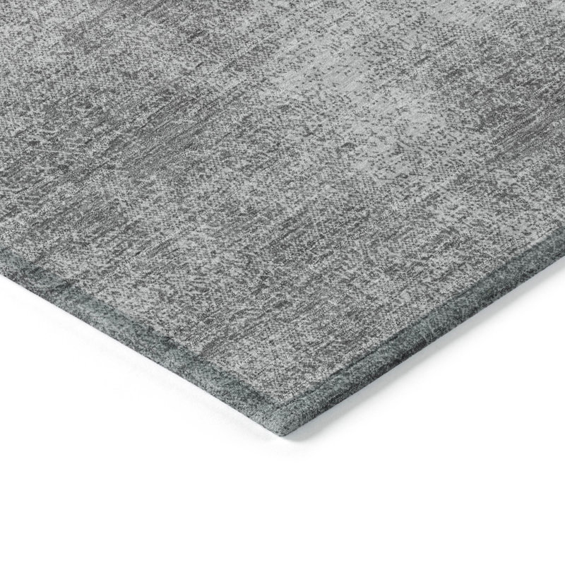 Gray Flat Woven Synthetic Washable Rectangular Rug 20" x 30"