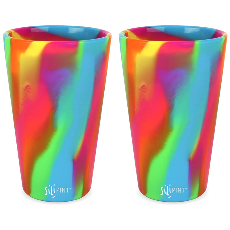 Silipint: Verres à pinte en silicone: paquet de 2 houblons hippies - tasses incassables de 16 oz