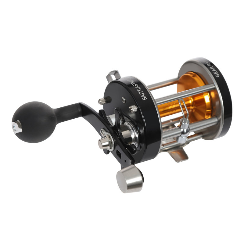 Moulinet de pêche rond, Noir, noir, noir, noir, H 3,27 po x l 3,27 po x P 3,7 po