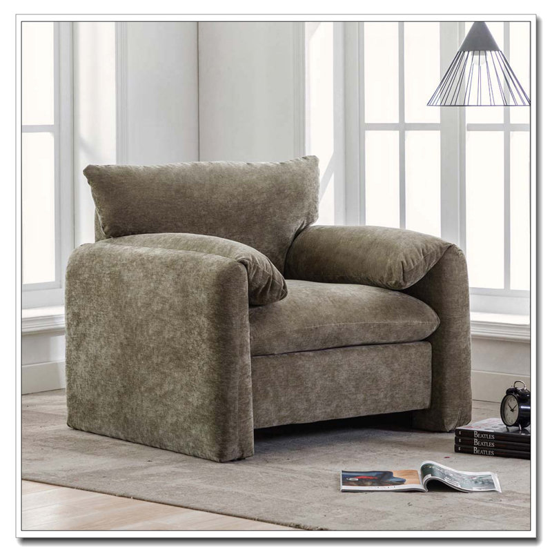 Fauteuil moderne surdimensionné en chenille (largeur de 38,6 po), Gris