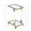 Table d'appoint en forme de C avec roulettes et structure en métal doré