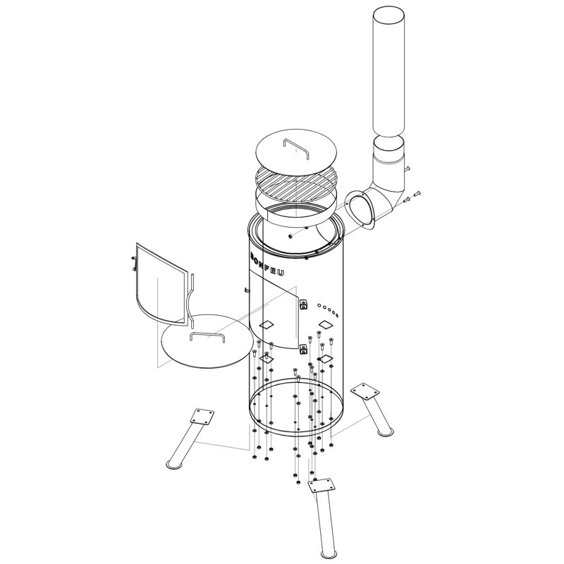 Triangle Steel Chimnea, Orange