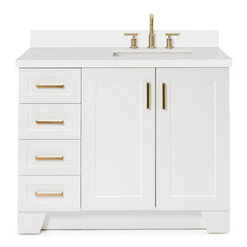 43 IN.  Single Bathroom Vanity, Right , White, Rectangular
