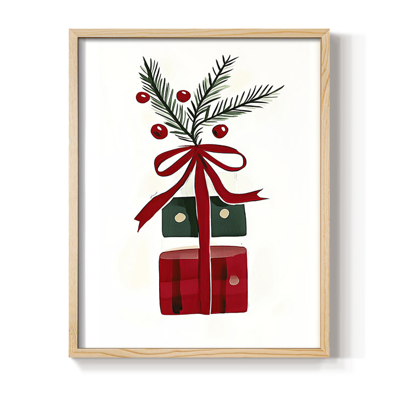 «Christmas Holiday Art» DCCCLXV, reproduction d'art encadrée - bois massif, H 30 po x l 24 po, Naturel