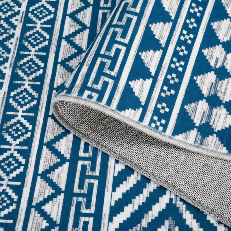 Tapis géométrique Boho pour la maison et le bureau, Blue, Rectangle 10' x 13'