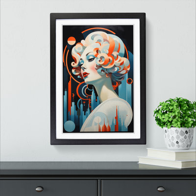 Woman with Curls Art Deco Art - Framed Print