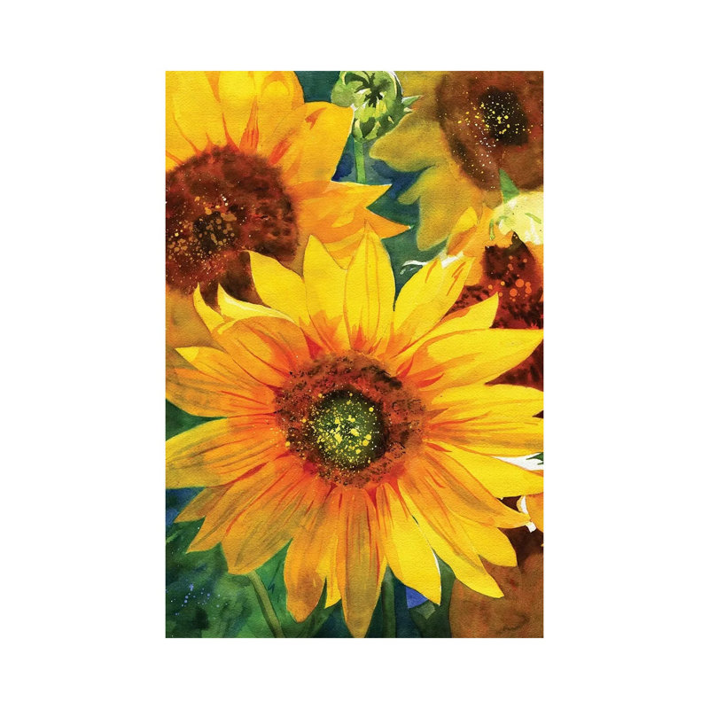 Sunflowers by Rachel Parker - Painting on Canvas, Wrapped Canvas, 30.48cm H x 20.32cm W x 1.91cm D