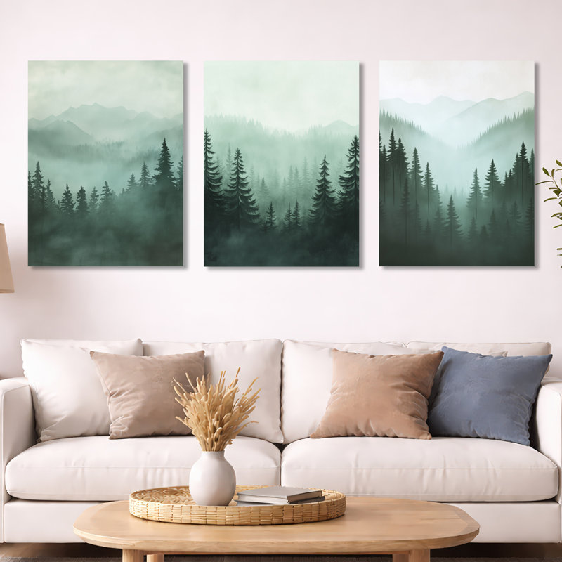 «Highland Pine Forest», ensemble d'art mural sur toile encadré, Toile tendue, H 32 po x l 72 po