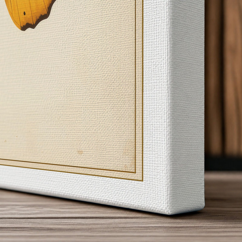 Centered Butterfly Botanical - Wrapped Canvas, 36x24 - 91.4 x 61.0 cm, White Border