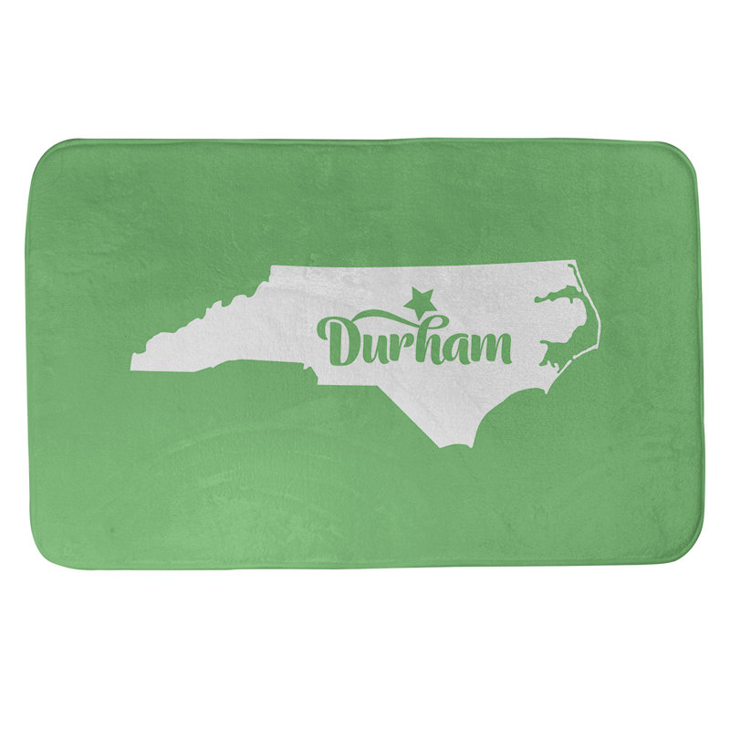 Tapis rectangulaire antidérapant pour salle de bain, L 17 po x L 21 po, Vert, Durham, Caroline du Nord 