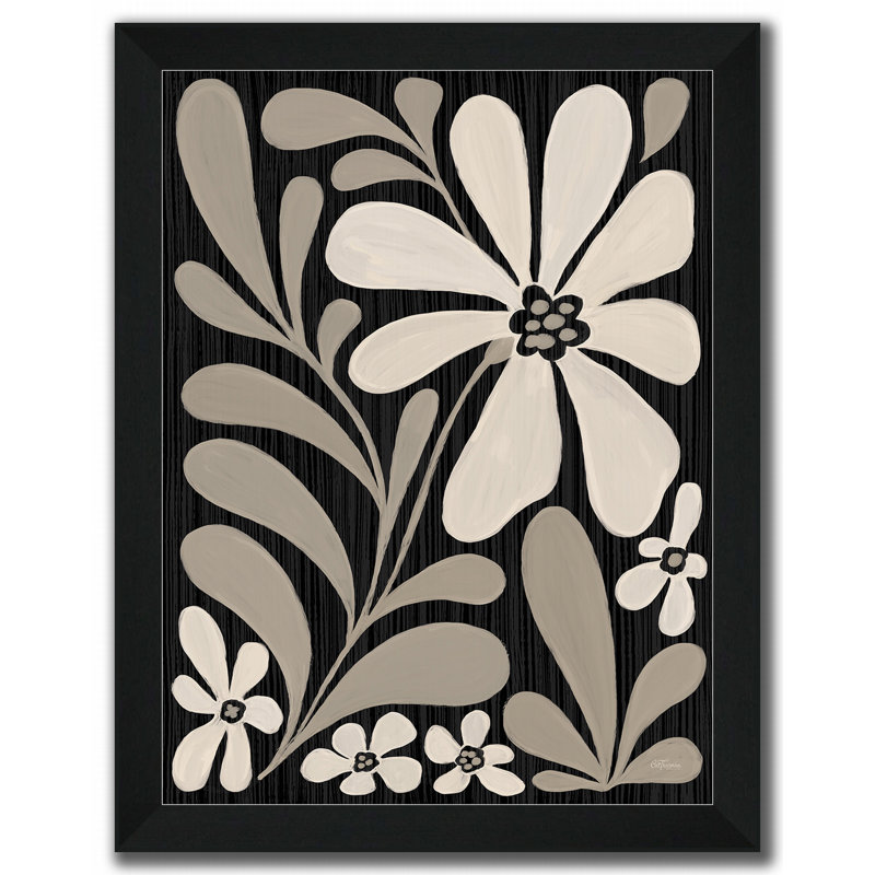«Cream Modern Floral I», art mural encadré