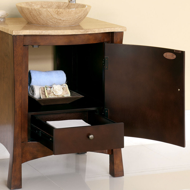 Ensemble de meuble-lavabo simple 26 po Crisler, Châtaignier rouge / laiton antique