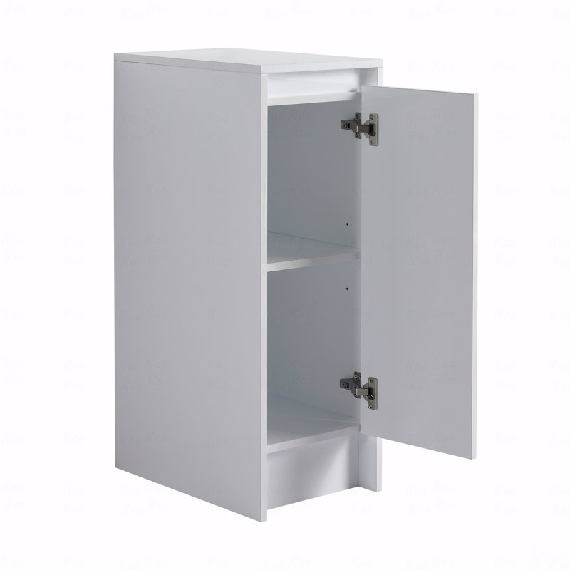 Armoire de rangement autoportante pour salle de bain, 12 po, portes à fermeture en douceur, blanc brillant (emballage Kd)