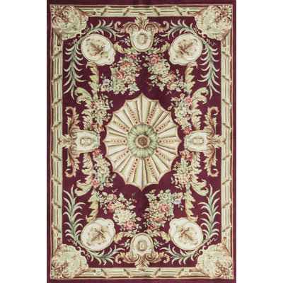 Hand-Knotted High-Quality Red Ivory Area Rug