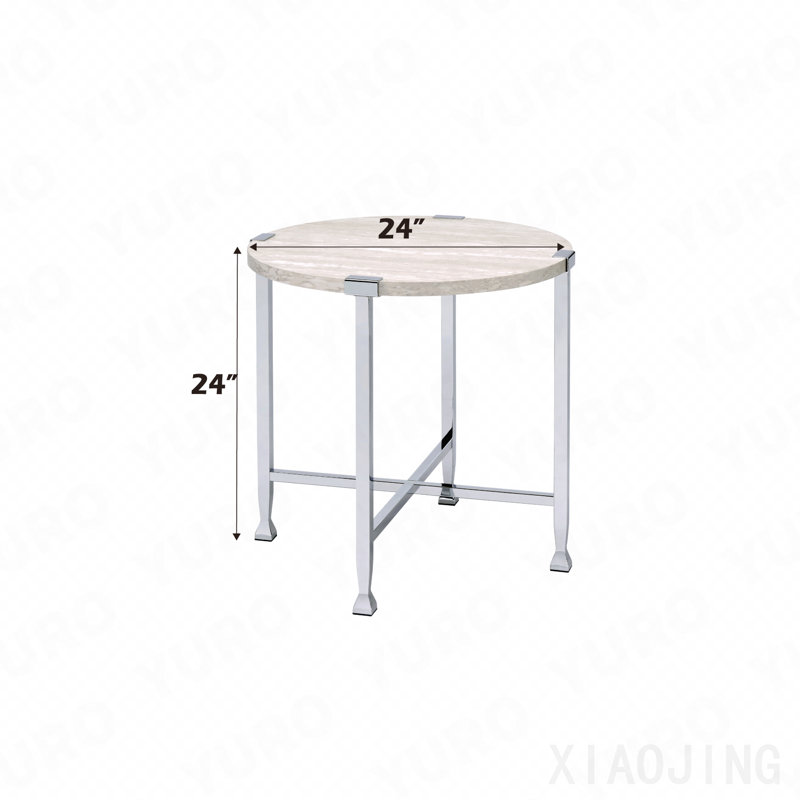 End Table, Brecon White Oak & Chrome Finish