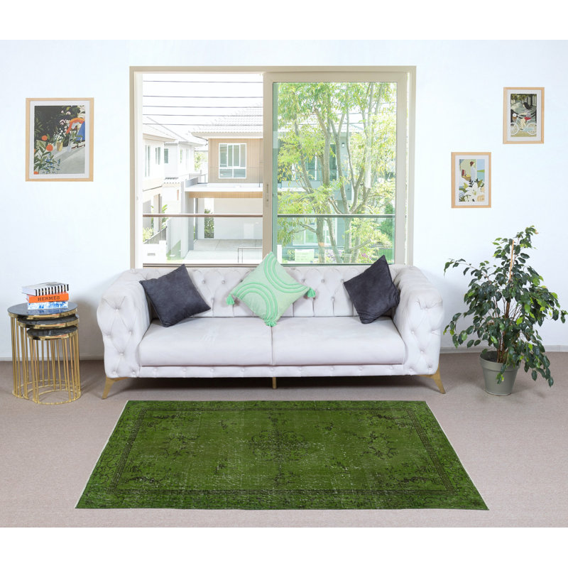 Tapis décoratif d'inspiration chinoise fait à la main 3,8 x 6,8 pi
