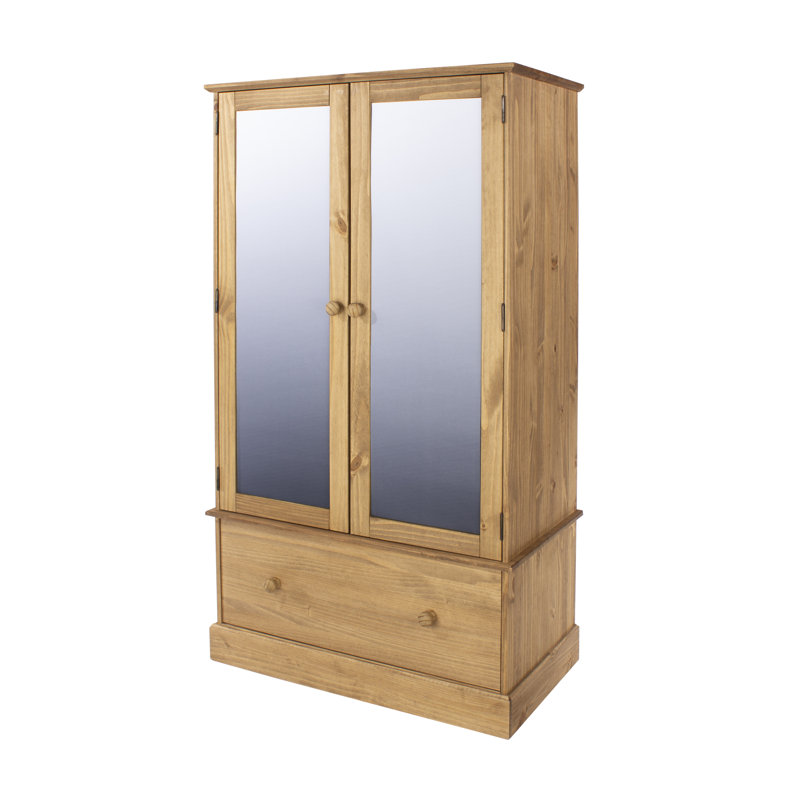 Pursley 2 Door, 1 Drawer Wardrobe, Pine Antique Wax, Country Farmhouse Design