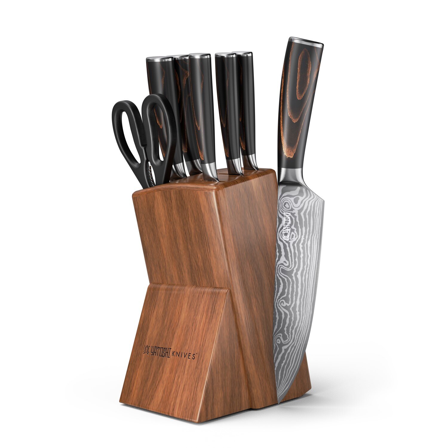 Yatoshi Knives 7 Piece High Carbon Stainless Steel Knife Block Set &  Reviews