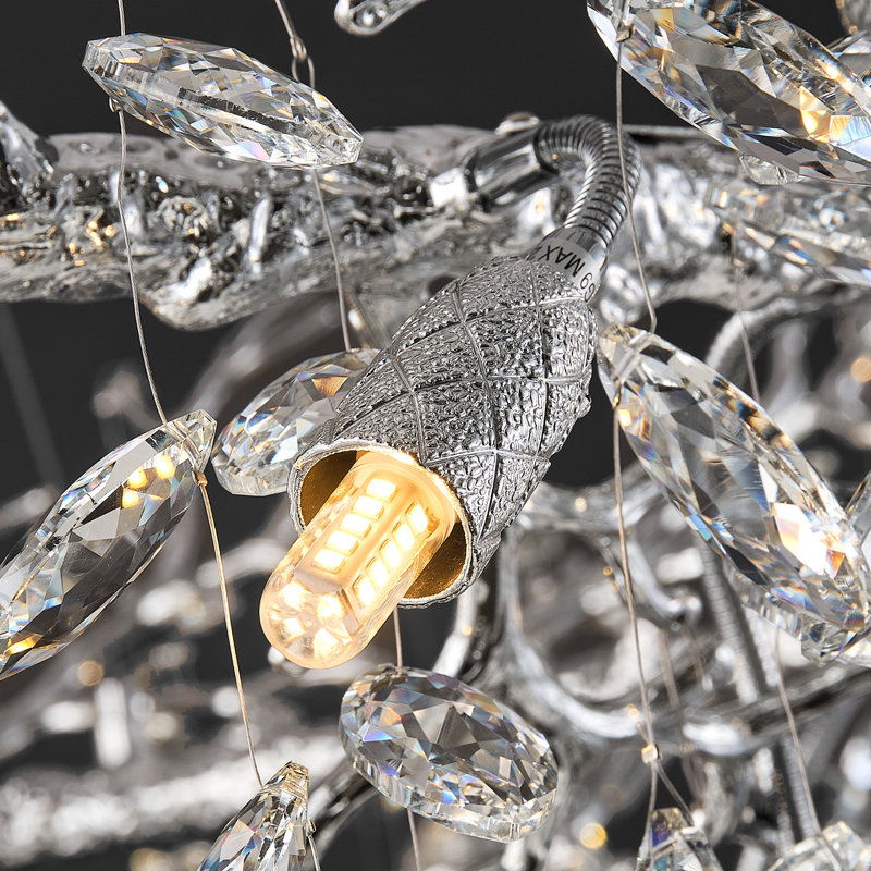 Lustre en cristal 47 po, Argent argent