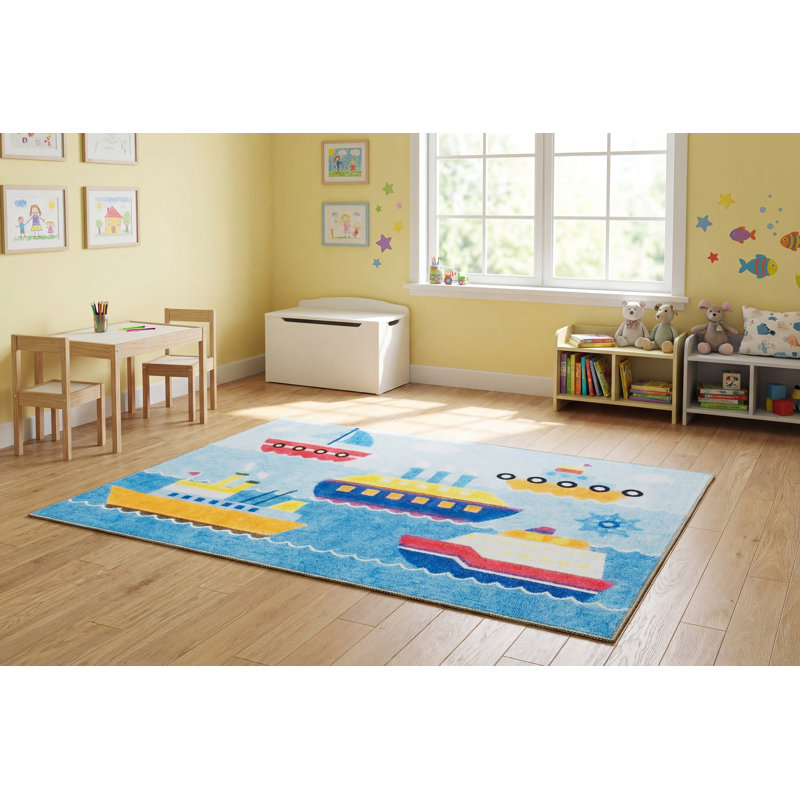 Tapis bleu Trym, Rectangle 5 pi x 7 pi